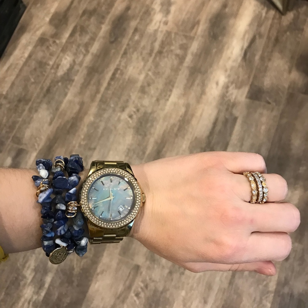 Blue stack bracelets by Kinsley Armelle